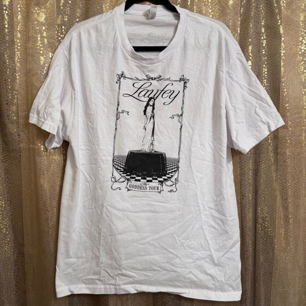 Laufey The Goddess Tour '24 White Black Graphic Tour Lineup Unisex T Shirt Large